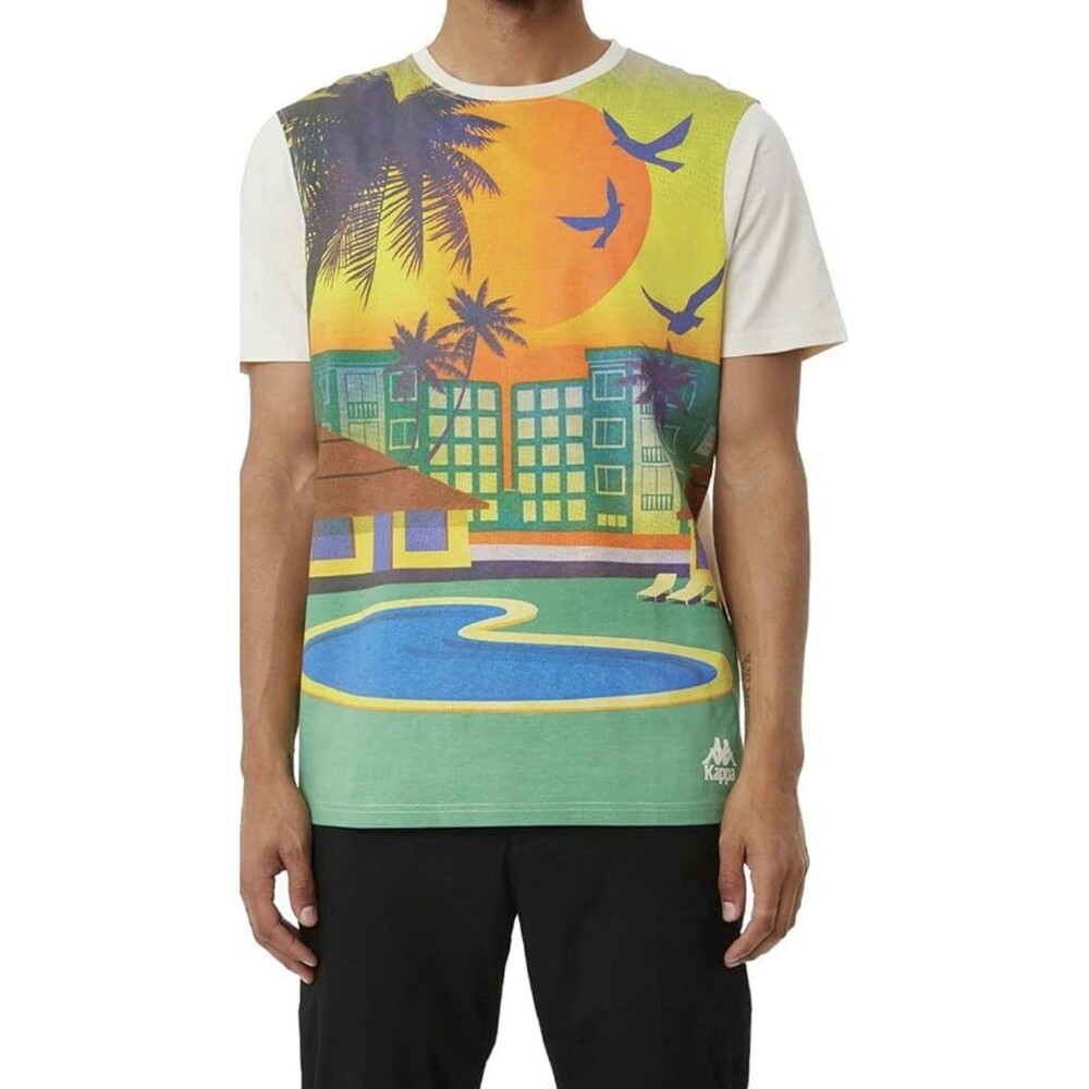 Kappa Mens Logo Graphic Kintrye T Shirt ,Y2K Palm Tree California  Cotton Sz L